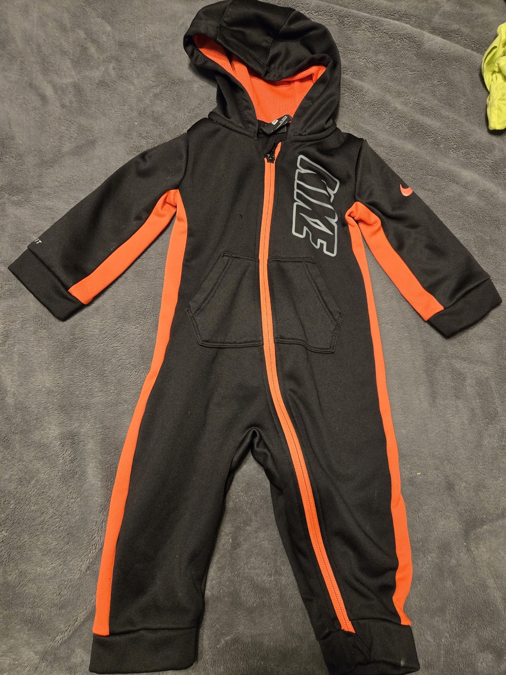 Nike Kids Black & Orange Hooded One-Piece Jumpsuit